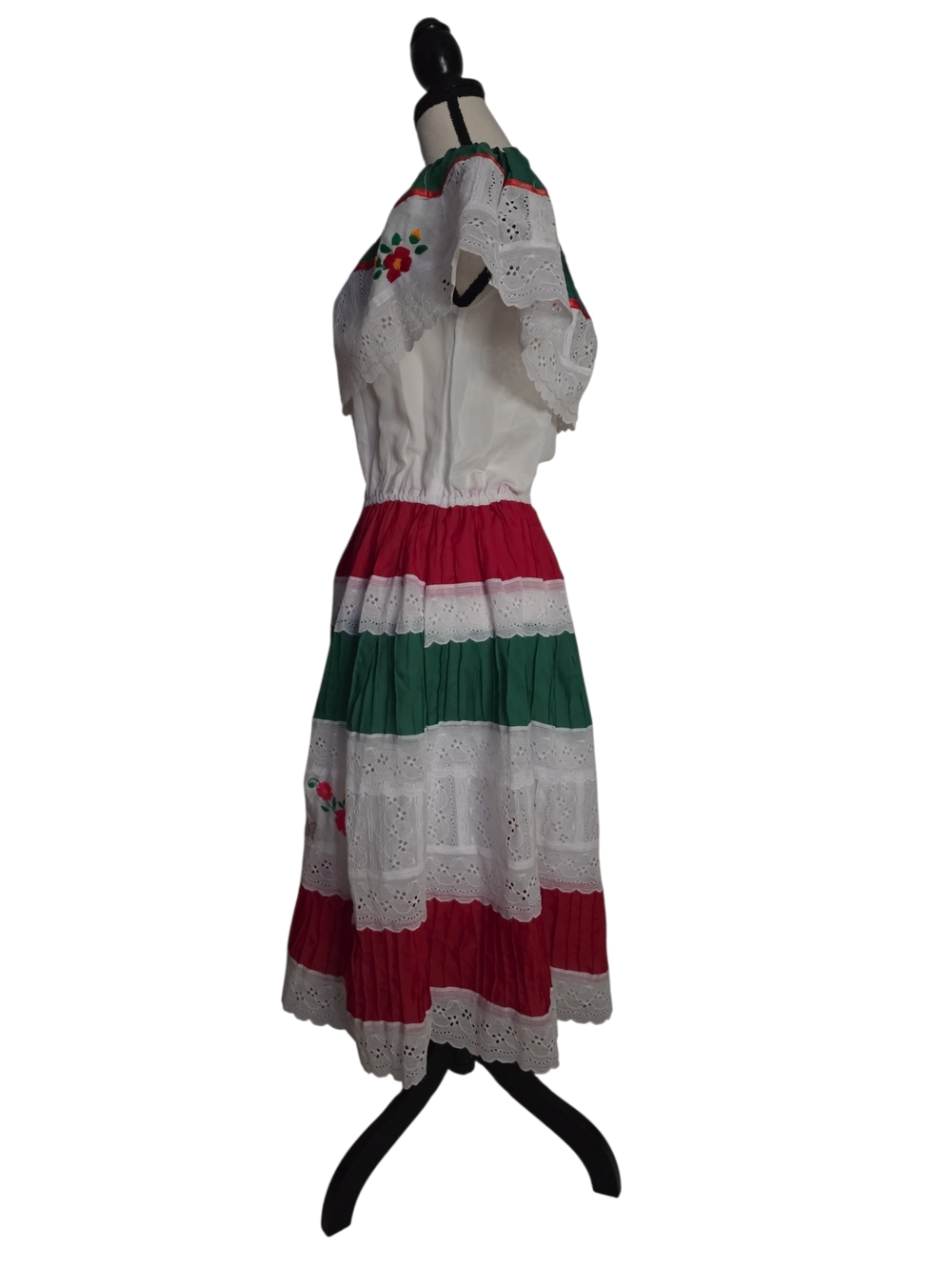 Mexican Striped Off-Shoulder Midi Dress - Picture 2 of 6